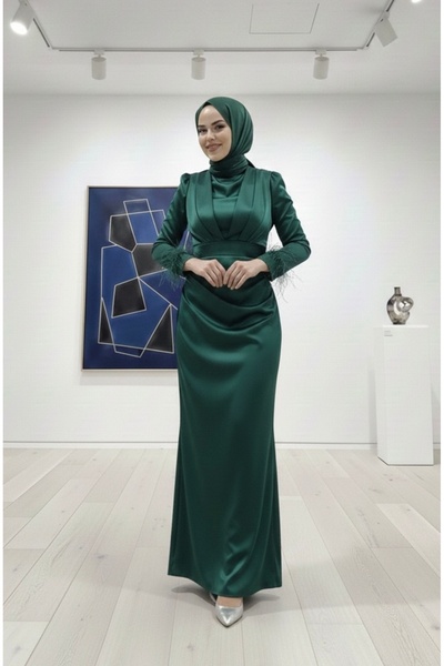 modasusev Özel Davetlerin Yıldızı Uzun Tesettür Abiye Elbise