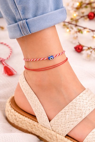Crystal Atelier Red Rope Bracelet and Wishing Bracelet Marteniçka Set