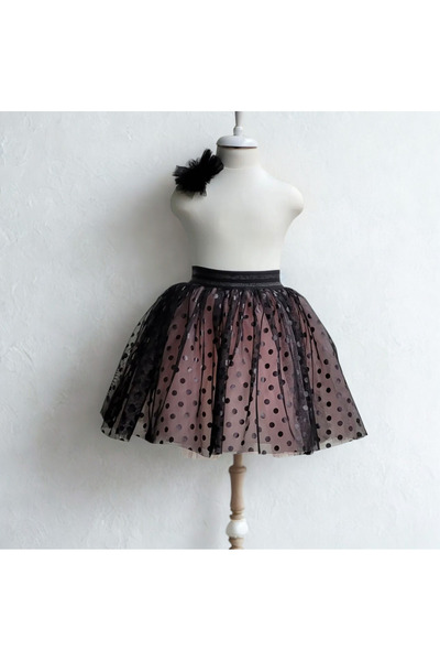 Handmade Kız Çocuk Puantiyeli Gül Kurusu Pembe Tütü Etek