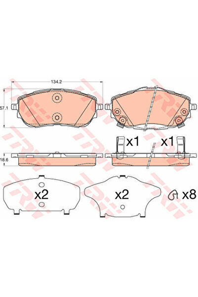 TRW Σετ τακάκια φρένων, δισκόφρενο GDB3598