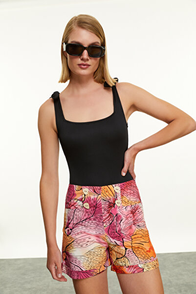 Mudo Çi̇çekli̇ Ke Linen Arişimli Mini Shorts