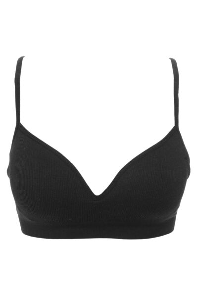 OEM Sutien Dama Ribbed Negru cu Burete Medium