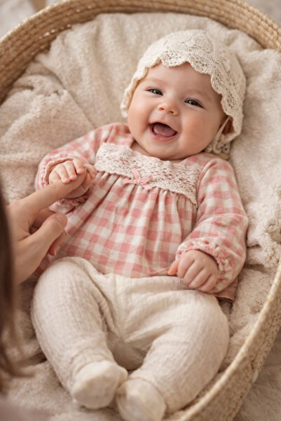 Tongs Baby طقم ملابس داخلية للبنات باللون الوردي والأبيض الطبيعي بنقش مربعات ...