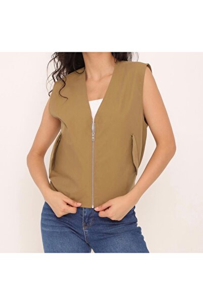 moda rüyası Pocket Detail Women's Back Elastic Vest