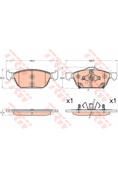 TRW Σετ τακάκια φρένων, δισκόφρενο Gdb3600 Honda Civic Ix/Civic Ix Tourer/Civ...
