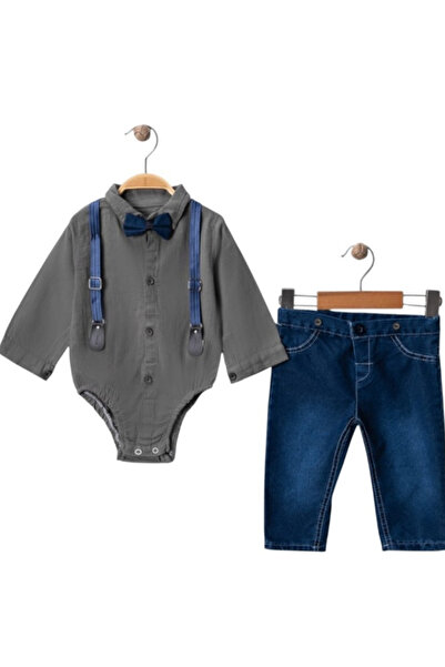 Erkek Bebek Papyonlu, Çıtçıtlı Gömlekli, 6-12-18-24 Aylık Bayramlık Şık Bebek Takımı
