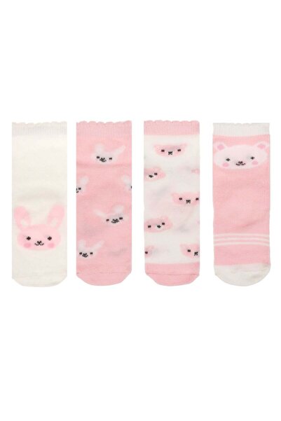 OEM Екрю розови чорапи Мечета и зайче - 4 чифта 12-18 месеца