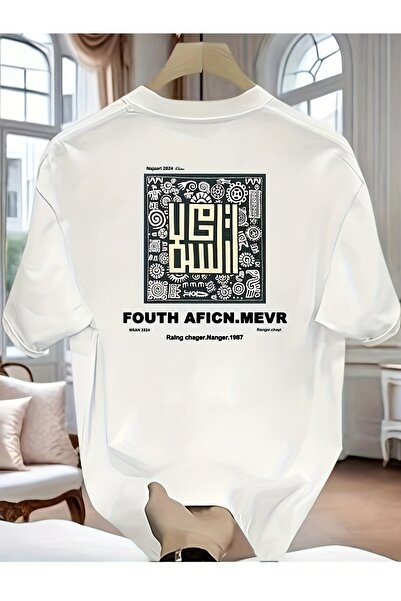 mercoledi تي شيرت رجالي Mix مطبوع ذو رقبة دائرية واسعة وقصة مريحة للجنسين