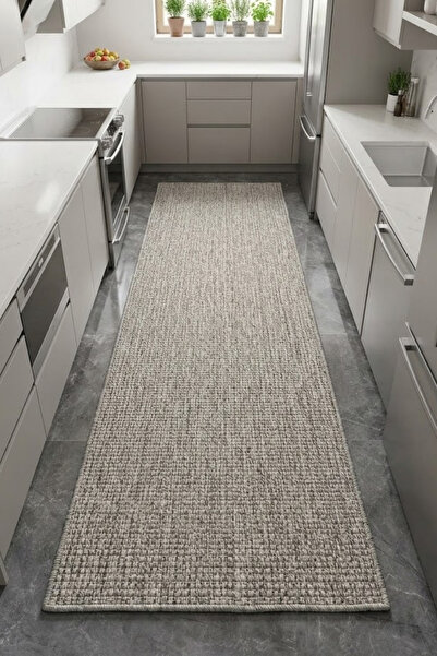VOPTEKS Sisal Halı Gri Mutfak Halısı Hasır Halı Jüt Halı Sisal Kilim Yıkanabi...