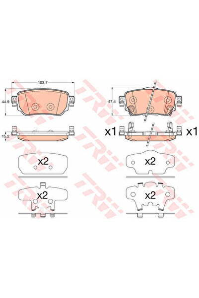 TRW Σετ τακάκια φρένων, δισκόφρενο GDB3617