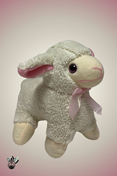 Zebra Toys 35 Cm Sevimli Kıvırcık Kuzu Pelüş Oyuncak – Kurdeleli, Yumuşak Dok...