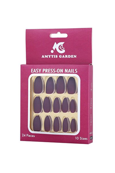 AMYTIS GARDEN Press On Nails 24PCS Plum Purple Reusable Fake Nails Salon Mani...