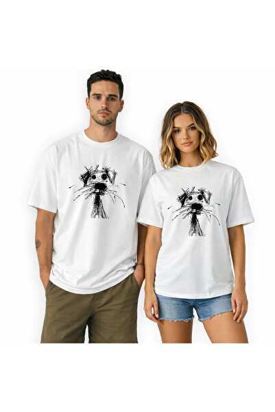 Kidilia Unisex Crew Neck Design Tshirt with Linear Dog Image