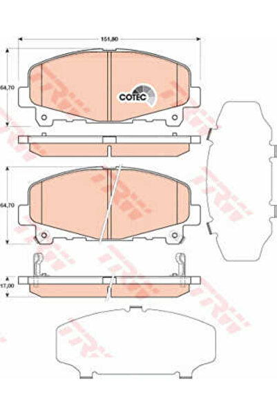 TRW Σετ τακάκια φρένων, δισκόφρενο GDB3477