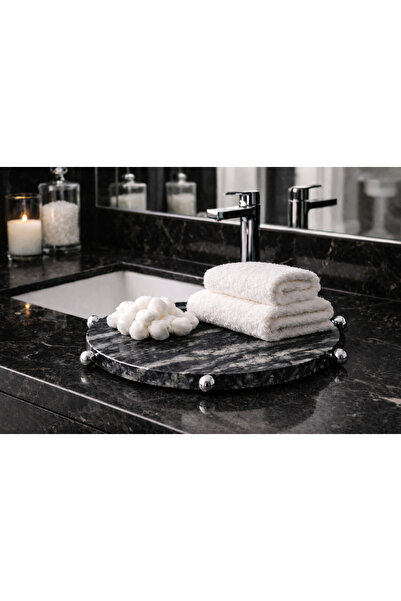 SIRÉ Studio Marble Decor Tray 26 cm – Modern Presentation & Bathroom Organize...
