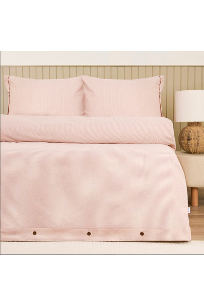 KUT FLY Soft Stripe Single Duvet Cover Set - Tile