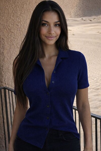 zs zaos fashion Women's Short Sleeve Textured Casual Waffle Shirt Good Qualit...