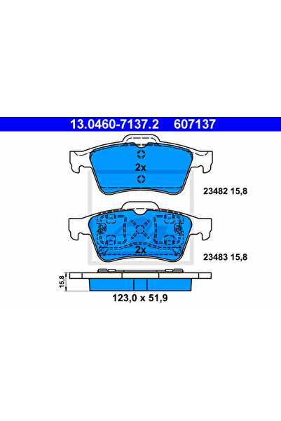Ate Σετ τακάκια φρένων, δισκόφρενο 13.0460-7137.2