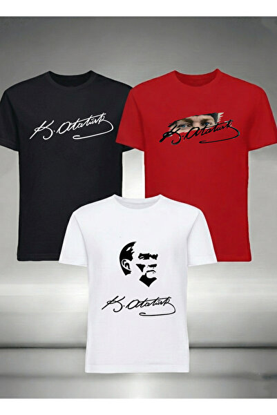 MAGORS MUSTAFA KEMAL ATATÜRK BASKILI KISA KOLLU 3'LÜ PAKET GENÇ VE ÇOCUK TSHIRT