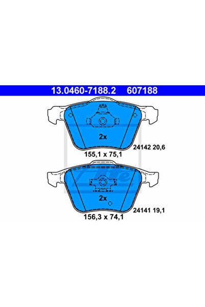 Ate Σετ τακάκια φρένων, δισκόφρενο 13.0460-7188.2