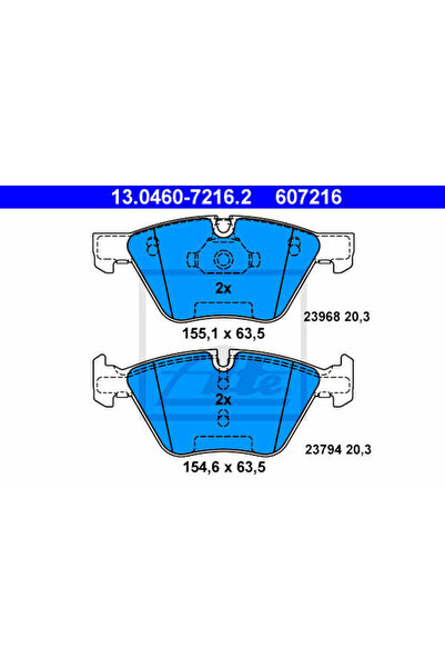 Ate Σετ τακάκια φρένων, δισκόφρενο 13.0460-7216.2