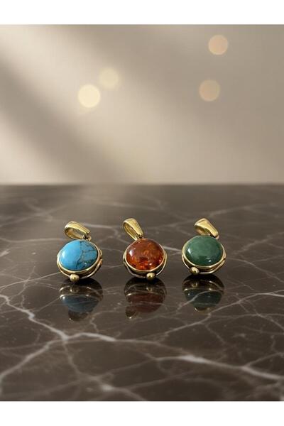 naturel glow Doğal Taş Yeşil Kırmızı Mavi Akik Doğal Taş Otantik Kolye Ucu 3 ...