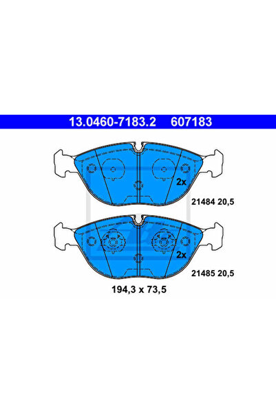 Ate Σετ τακάκια φρένων, δισκόφρενο 13.0460-7183.2