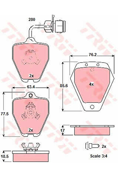 TRW Set plăcuțe de frână, frână pe disc GDB1329