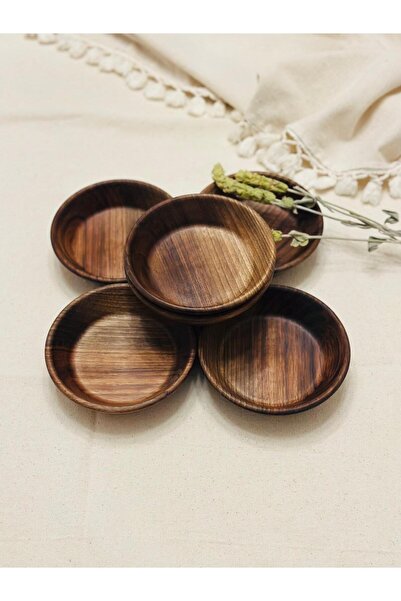 Carveni Doğal Ahşap Kase Sunumluk Çerezlik 5'li