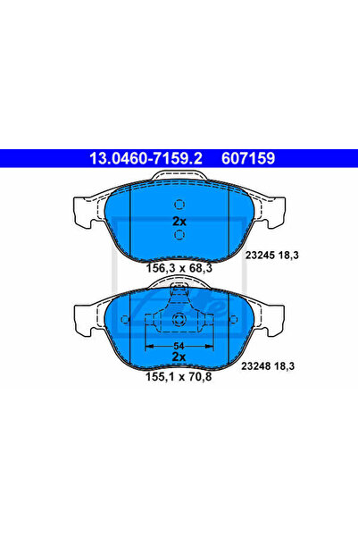 Ate Σετ τακάκια φρένων, δισκόφρενο 13.0460-7159.2