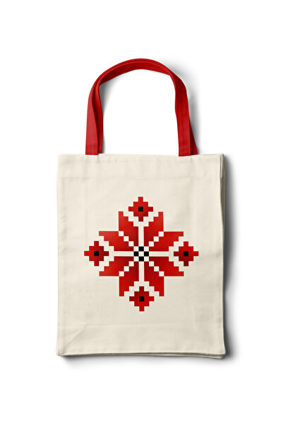 INKD قماش فني حقيبة – تصميم تقليدي بـ سجادة كليم نقوش - 35x40