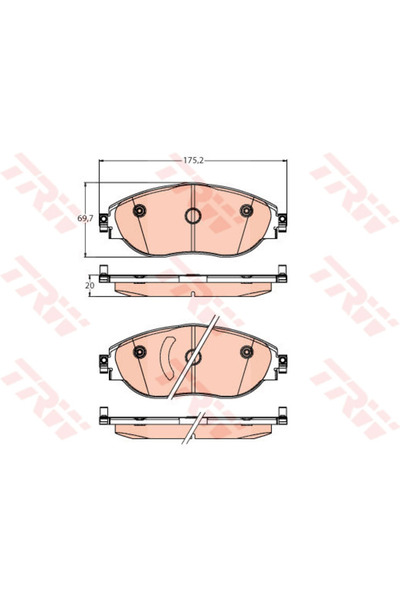 TRW Set de plăcuțe de frână, frână pe disc GDB2219