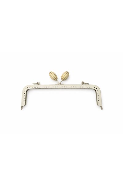iğne izi 20 cm Gold Striped Metal Bag Frame with Lock Bag Clip