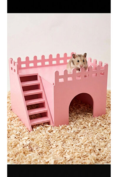 goldentre 2 Katlı Ahşap Hamster Evi – Merdivenli ve Teraslı Kemirgen Yuvası |...