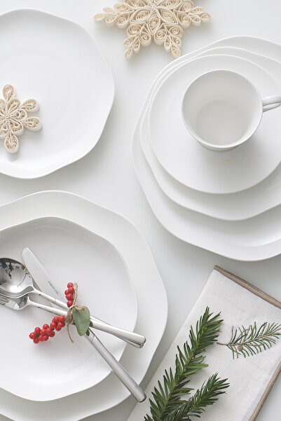 Paşabahçe Element Porselen Yemek Tabağı Beyaz