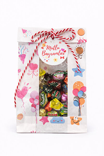 Palifix 20 li Pencereli Şeker Desenli Bayrama Özel Hediye Paketi Lokum Şekerl...