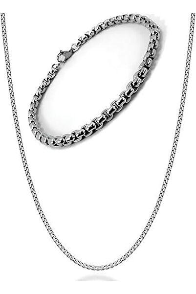 renery 6Pcs Set 316L Stainless Chain Model Titanium Imported Non-Tarnish Steel Men's Chain Necklace and Bracelet