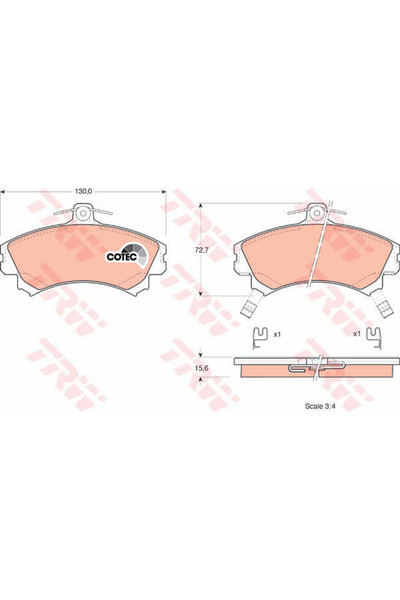 TRW Set plăcuțe de frână cu disc, frână cu disc GDB1317