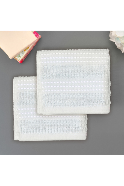 KUT FLY Soft Stripe 2-Piece Towel Set - Blue - 30X30 cm