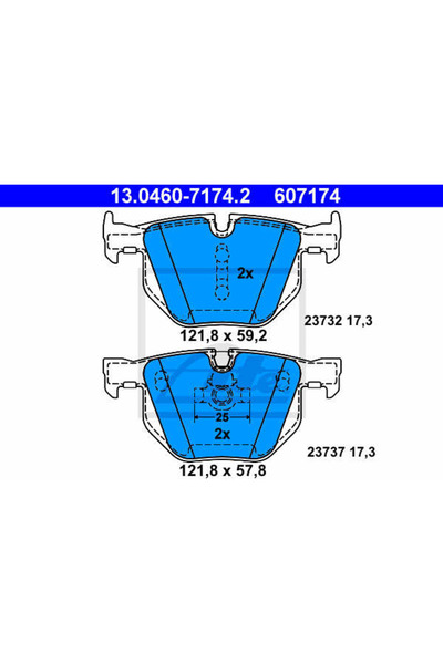 Ate Σετ τακάκια φρένων, δισκόφρενο 13.0460-7174.2