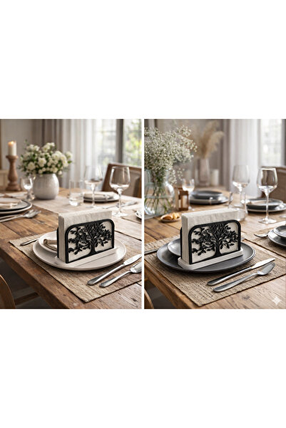 DigiArtisan3D Tree of Life Themed Decorative Napkin Holder - Black & White Mo...