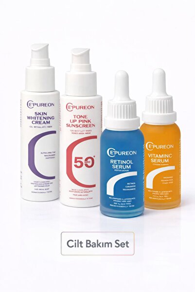 4’lü Cilt Bakım Seti–Retinol Serum+Vitamin C Serum+SPF 50 Tone Up Güneş Kremi+Cilt Beyazlatıcı Krem