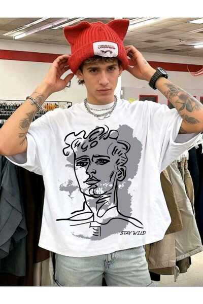 DİVİN New Season Printed Fabric Oversized T-Shirt