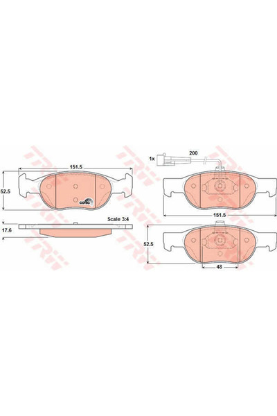 TRW Set plăcuțe de frână, frână pe disc GDB1291
