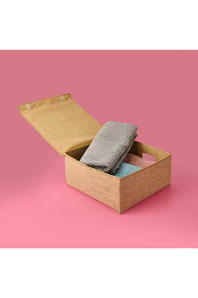 MATMEL حقيبة جوت مفصلة من مادة PVC للمنزل - بيج - 38x33x15 سم