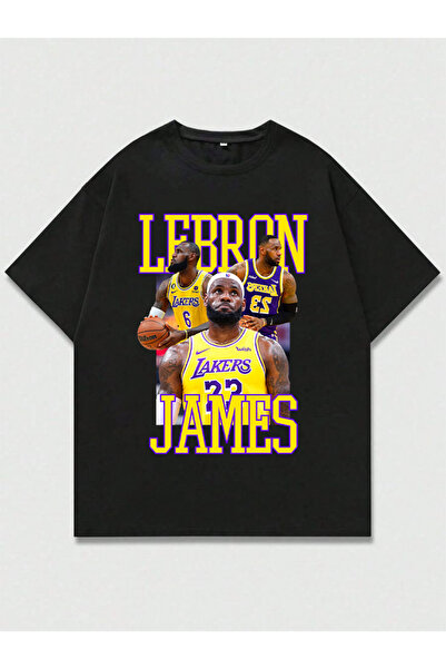 MAGORS Μπλουζάκι LeBron James με τύπωμα Unisex oversized Cut 100% Βαμβάκι Μαύ...