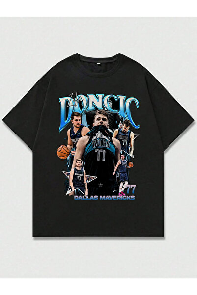 MAGORS Luka Doncic με τύπωμα Unisex oversized Cut 100% Βαμβάκι Μαύρο T-Shirt ...