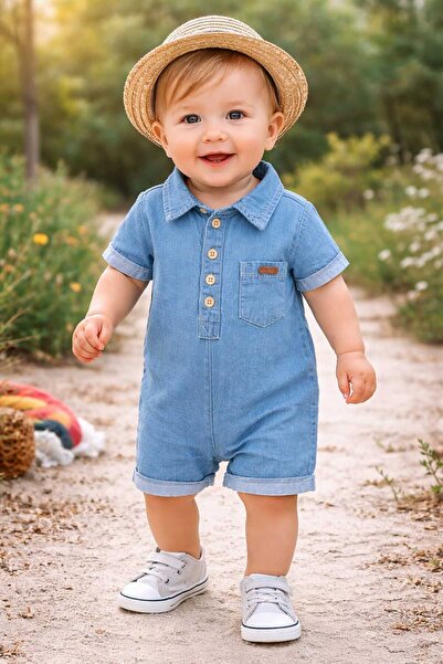 JOLY JOY Yumuşak Kot Erkek Bebek Tulum Bahçıvan 0-3Ay, 3-6Ay, 6-9Ay