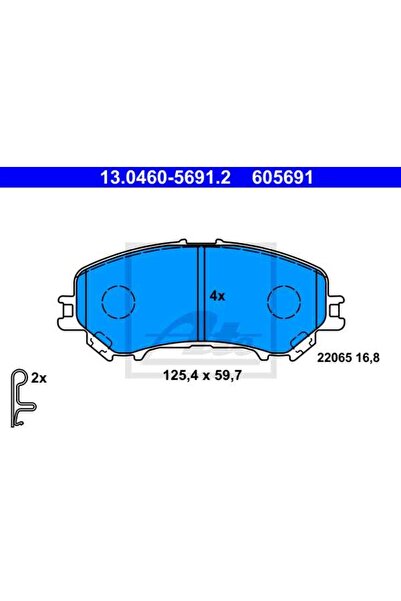 Ate Σετ τακάκια φρένων, δισκόφρενο 13.0460-5691.2