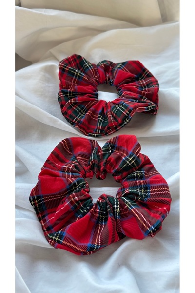 YOYYO 2-Pack Gingham Patterned Rubber Bands - Stylish and Vibrant Scrunchie H...